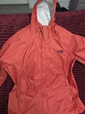 The North Face Coral-Red Hooded Shell Jacket